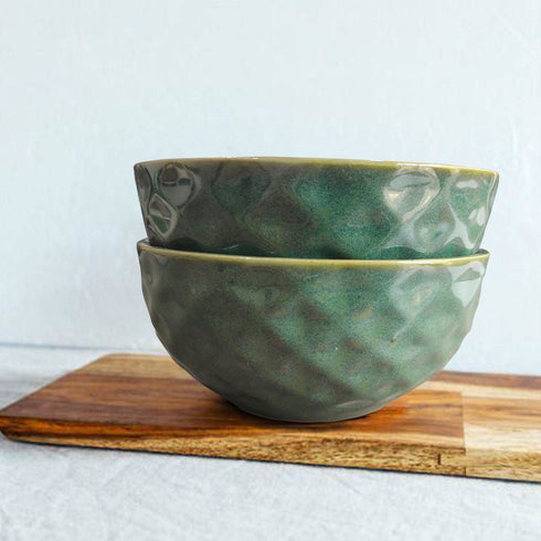 Studio Pottery Green Snacks Bowls (Set of 2) - The Earth Store - Bowl
